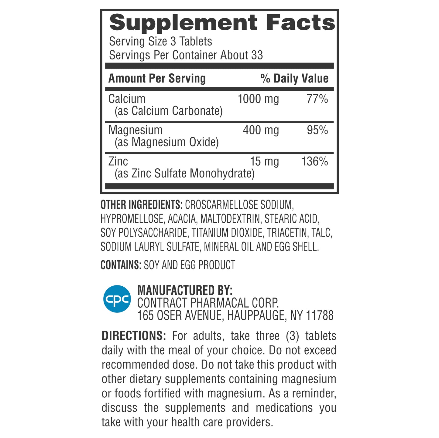 Calcium, Magnesium & Zinc